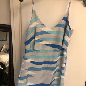 NWT XXS silk Joie blue striped dress